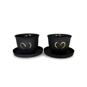 Gold Hearts Black